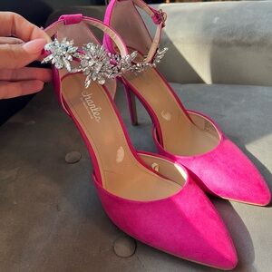 Chalet Fuchsia Heels with Sparkling Crystal Detail